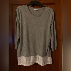 J JILL XL Eyelet trimmed top